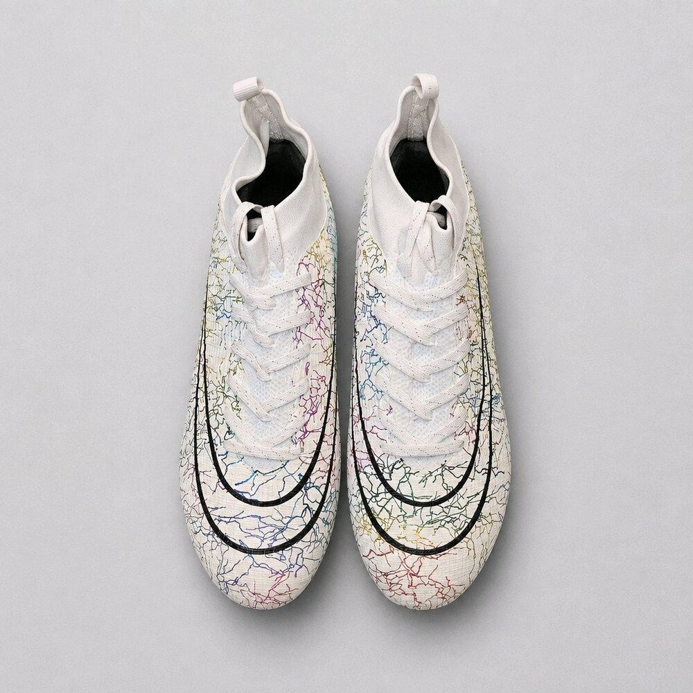 Football or Soccer Cleats Size EU 45 or US 11.5 White Multicolor Crackle - Gener